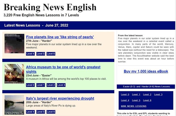 Breaking News English. (Ảnh: Tác giả)