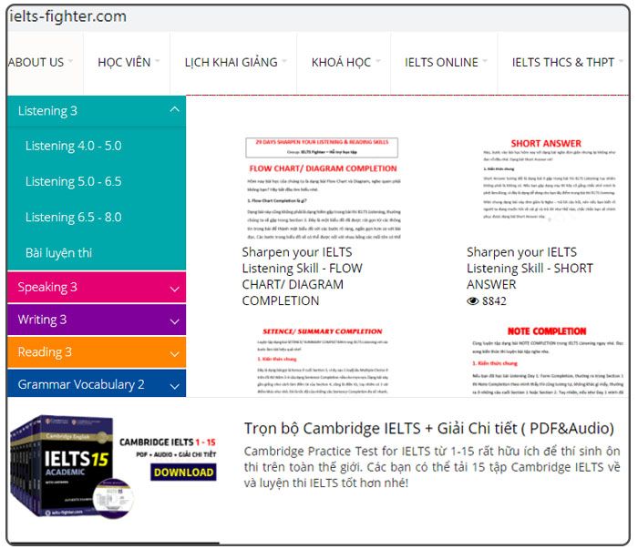 Những trang web học IELTS trực tuyến miễn phí tại ielts-fighter.com
