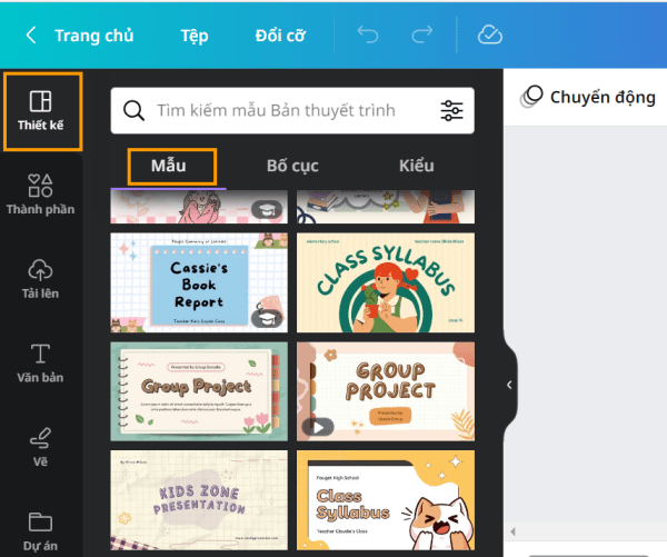 Bước 1 để lưu Mẫu trên Canva