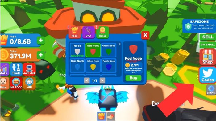 Hướng dẫn bước 2 để nhập code cho Eating Simulator