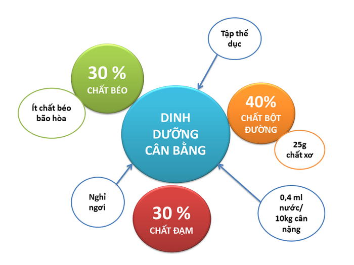 Chế độ dinh dưỡng cân đối là một trong những biện pháp phòng ngừa hiệu quả bệnh tim mạch do béo phì