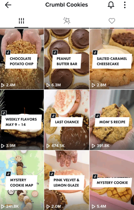crumbl cookies trên feed TikTok
