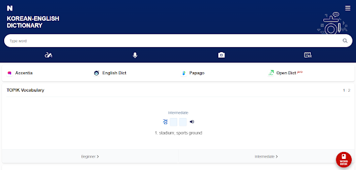 Từ điển và dịch của Naver tiếng Hàn