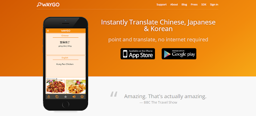 Waygo - Trợ lý dịch tiếng Trung, tiếng Nhật, và tiếng Hàn