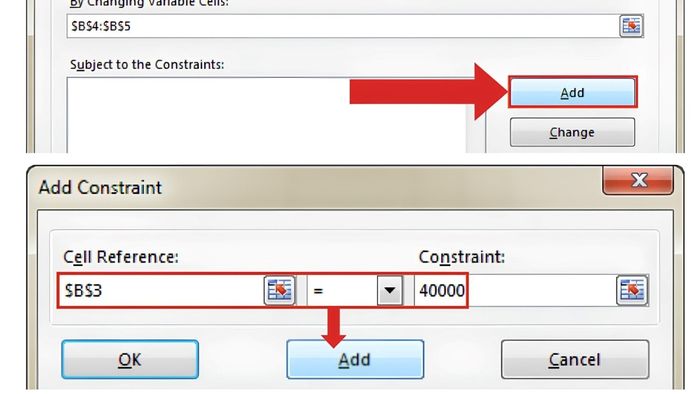 Sử dụng Tìm Nghiệm trong Excel để giải quyết vấn đề ở bước 4