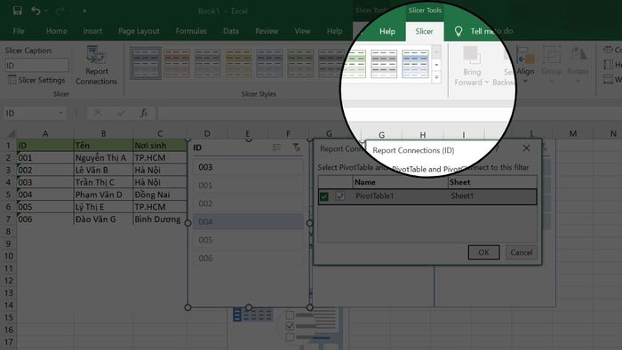 Cách 3 sử dụng Trình chia bánh trong Excel bước 1