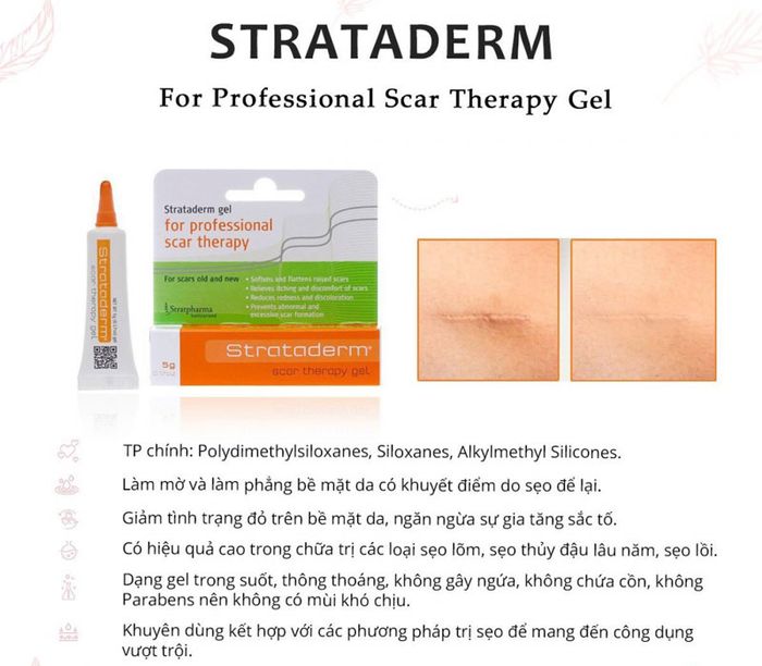 Strataderm là một sản phẩm được thiết kế để giảm thiểu sự xuất hiện của sẹo và giảm tình trạng tăng sắc tố