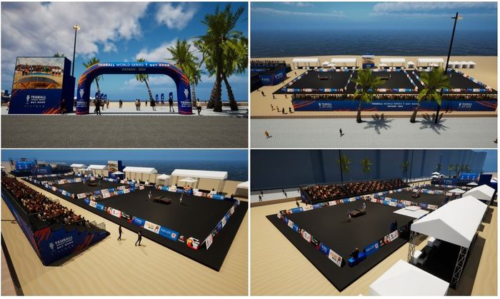 Phối cảnh khu vực thi đấu của Giải Teqball Thế giới 2024 tại Quy Nhơn - Bình Định.
