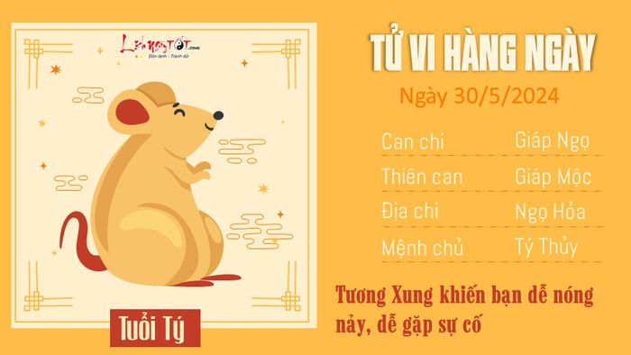 Tử vi ngày 30/5/2024 của tuổi Tý