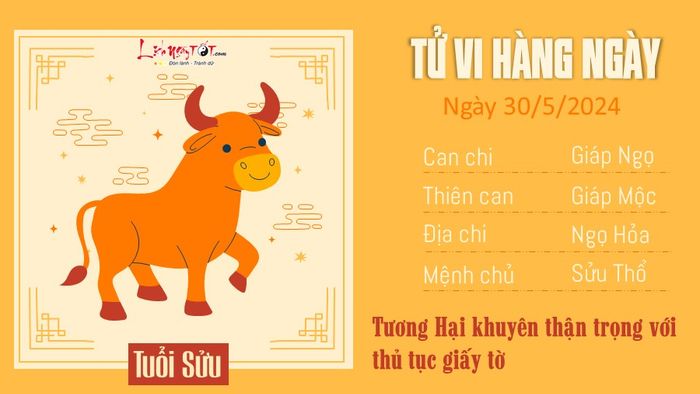 Tử vi ngày 30/5/2024 của tuổi Sửu