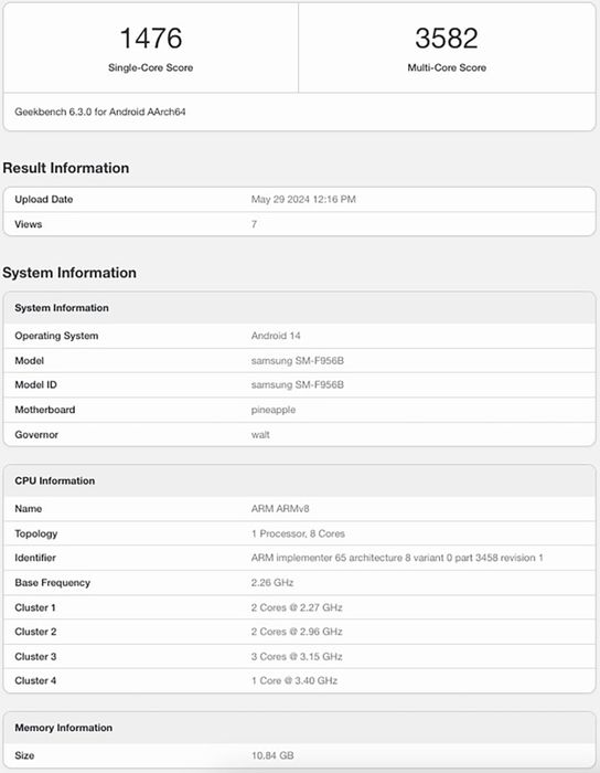 Galaxy Z Fold6 lộ diện trên Geekbench