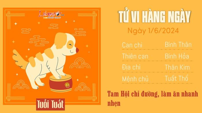 Dự báo hàng ngày 1/6/2024 cho người tuổi Tuất