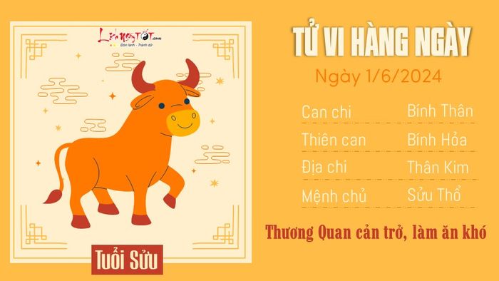 Tử vi hàng ngày 1/6/2024 cho tuổi Sửu