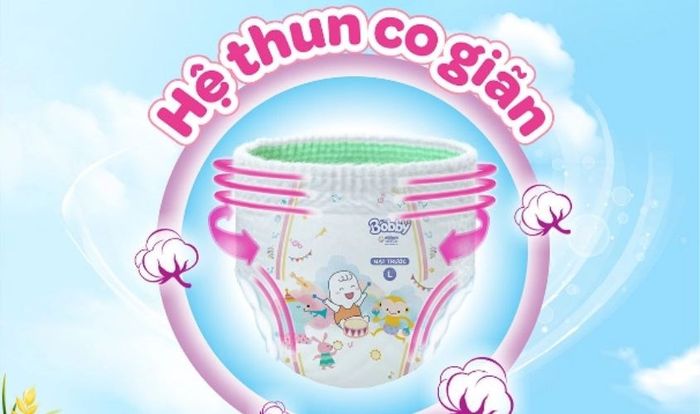 Hệ thun co giãn giữ cho bỉm ôm sát làn da của bé