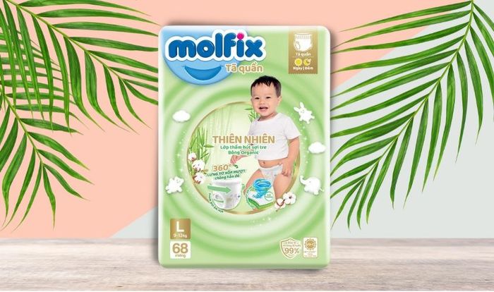 Tã quần Molfix tự nhiên kích thước L 68 miếng (9 - 13 kg)