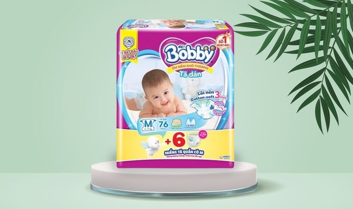 Tã dán Bobby siêu thấm size M 76 miếng (6 - 11 kg)