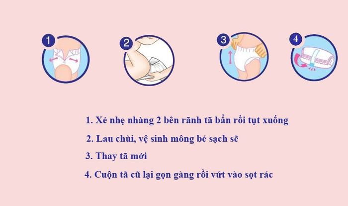 Quy trình thay đổi tã quần Bobby khi bé đứng