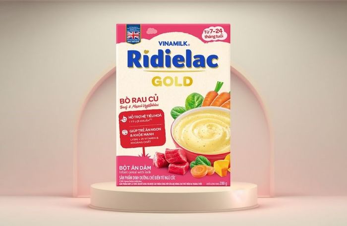 Bột ăn dặm Vinamilk RiDielac Gold bò, rau củ hộp 200g