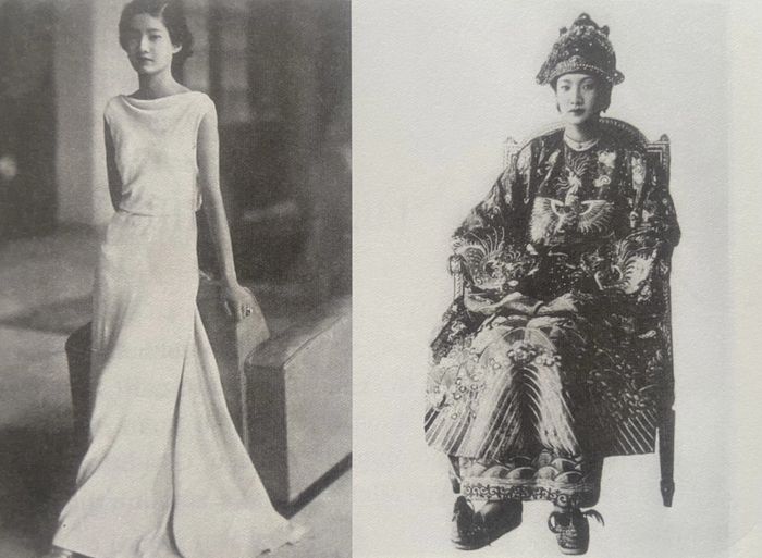 Hoàng hậu Nam Phương trong trang phục Âu và triệu phục sau lễ tấn phong - Nguồn: Tăng Vinh photos