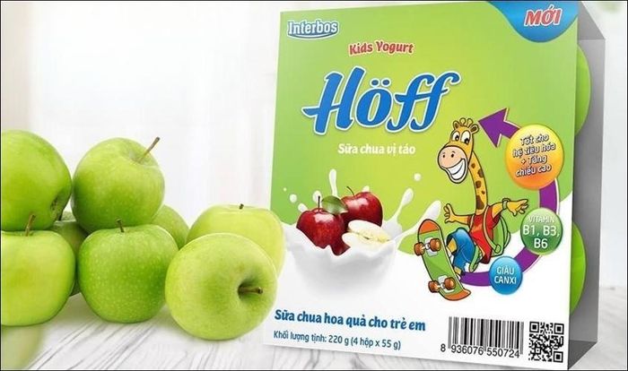 Lốc 4 hộp sữa chua trái cây Hoff vị táo 55g