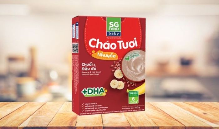 Cháo tươi nhuyễn SG Food Baby vị chuối, đậu đỏ gói 150g