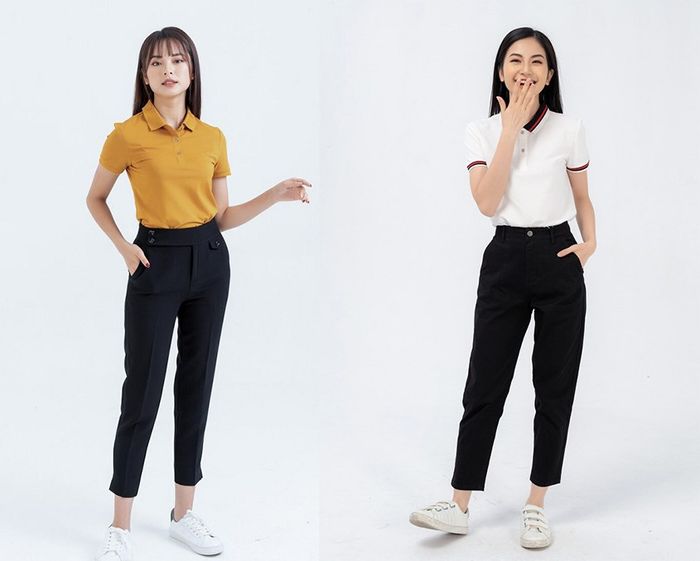 Áo polo phối với quần tây sang trọng