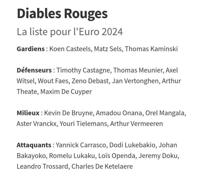 Đội hình tuyển Bỉ mạnh nhất tham dự Euro 2024: Hy vọng lớn nhất đặt vào De Bruyne 474276