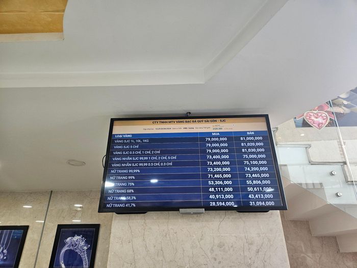 Bảng giá vàng SJC trước khi đóng cửa bình ổn theo yêu cầu của Ngân hàng Nhà nước, vào lúc 14 giờ 20 phút chiều ngày 3 tháng 6.