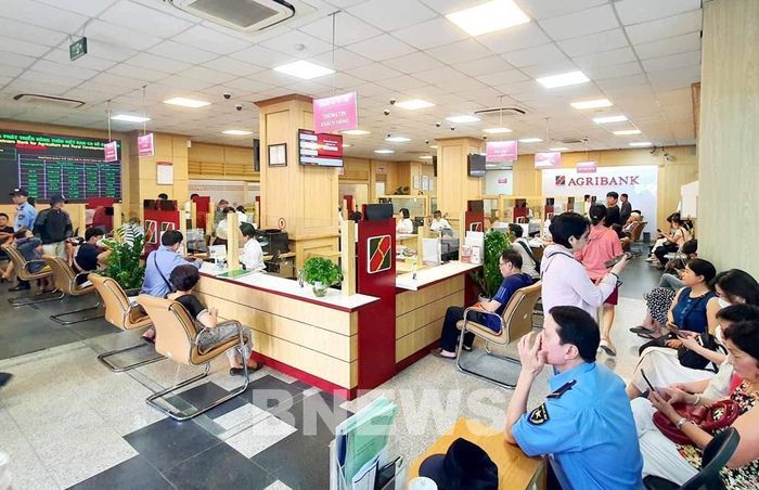 Người dân đang mong đợi mua vàng miếng SJC trong ngày đầu mở bán tại Chi nhánh Sở Giao dịch Ngân hàng Nông nghiệp và Phát triển nông thôn Việt Nam (Agribank), số 2 Láng Hạ, Hà Nội. Ảnh: Văn Xuyên/BNEWS/TTXVN