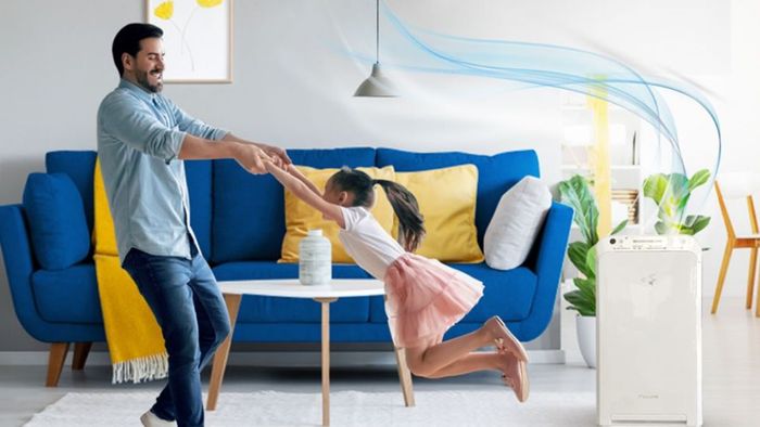 Đèn cảm ứng bụi hiện màu cam và đỏ
