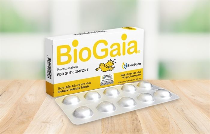 Viên nhai BioGaia Protectis Tablets bổ sung lợi khuẩn, hộp 10 viên dành cho trẻ từ 2 tuổi trở lên.