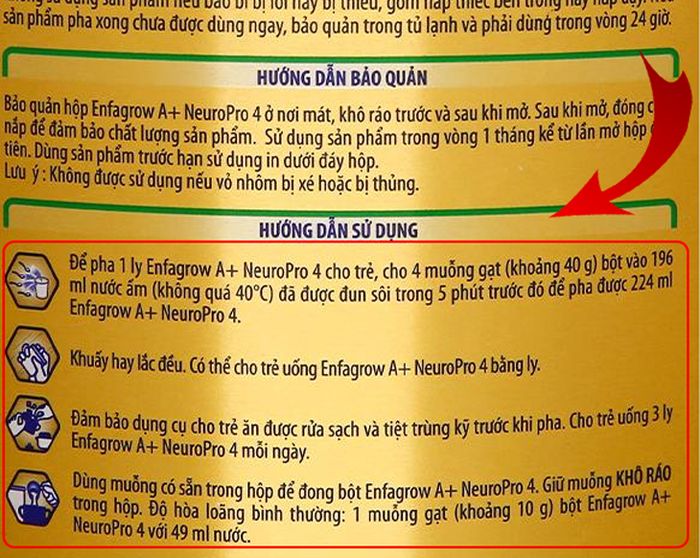 Cách sử dụng sữa bột Enfagrow A+ Neuropro số 4 1.7 kg (dành cho trẻ từ 2 đến 6 tuổi)