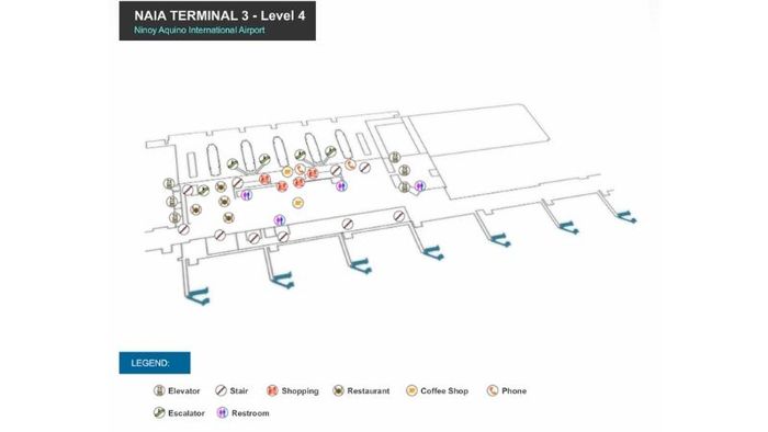 Bản đồ Tầng 4 - Nhà ga hành khách T3 sân bay quốc tế Manila