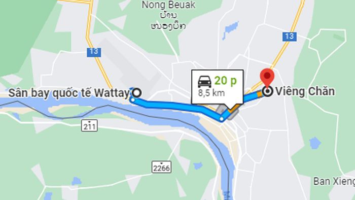 Thời gian di chuyển từ sân bay đến trung tâm Viêng Chăn vào khoảng 20 - 35 phút.