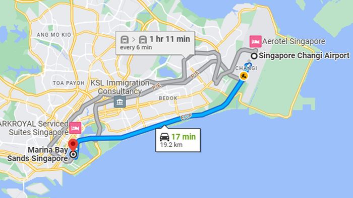 Việc di chuyển từ sân bay Changi đến trung tâm Singapore chỉ mất khoảng 17 phút.