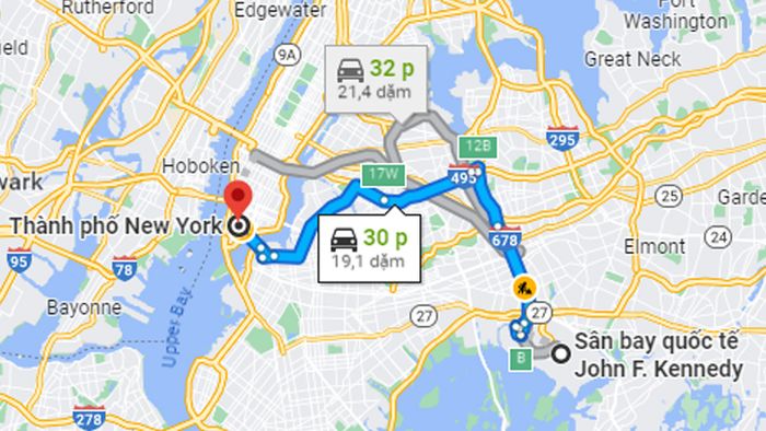 Thời gian di chuyển từ sân bay John F. Kennedy đến trung tâm New York mất khoảng 25 - 30 phút.