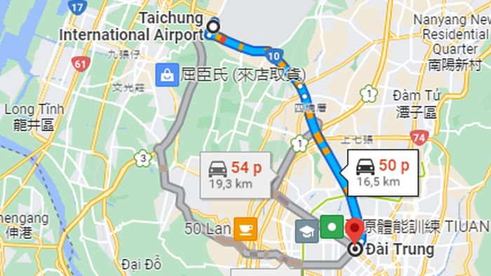 Từ sân bay Taichung đến trung tâm thành phố Đài Trung mất khoảng 40 - 50 phút