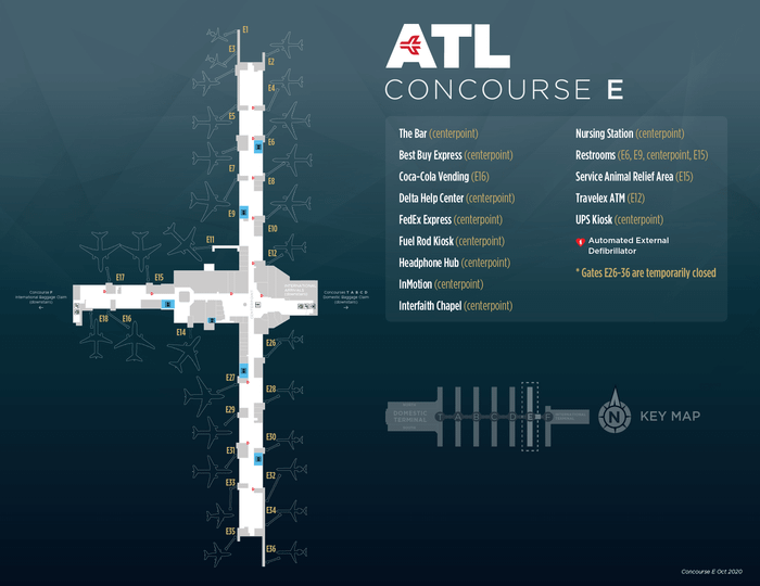 Khu vực nghỉ chờ E tại sân bay quốc tế Atlanta Hartsfield