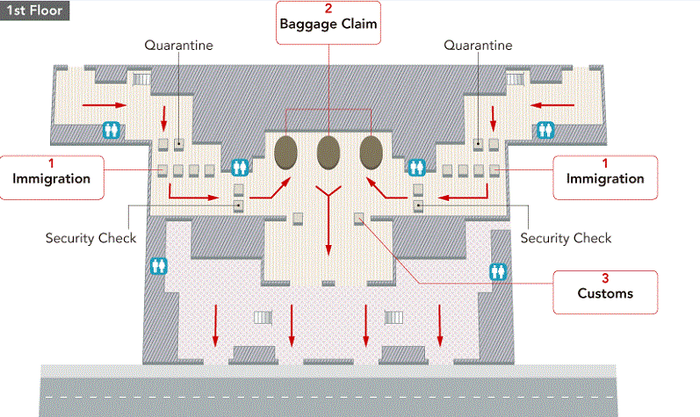 Bản vẽ tầng 1 của terminal quốc tế sân bay Gimhae