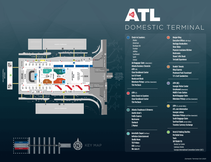 Bản đồ của Nhà ga nội địa của Sân bay Atlanta