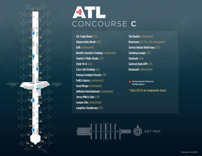 Khu vực nghỉ chờ C tại sân bay quốc tế Atlanta Hartsfield