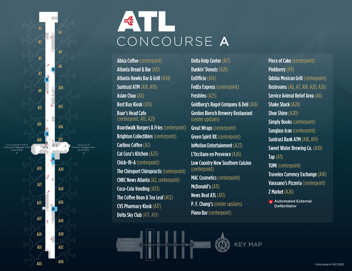 Khu vực chờ A tại sân bay quốc tế Atlanta Hartsfield