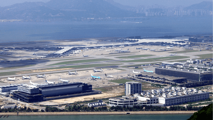 Toàn bộ cảnh sân bay quốc tế Hồng Kông