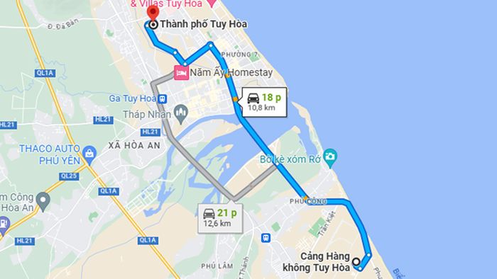 Thời gian từ sân bay Phú Yên về trung tâm thành phố khoảng 15 - 20 phút