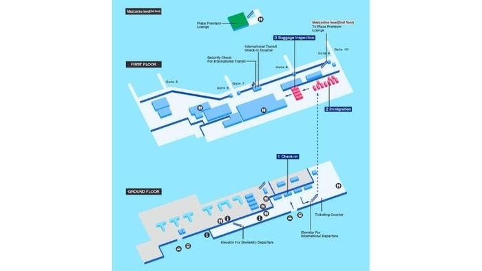 Bản đồ Sảnh khởi hành của nhà ga sân bay quốc tế Phnom Penh