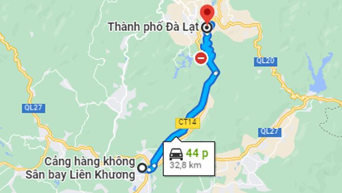 Thời gian cần để di chuyển từ sân bay Đà Lạt về trung tâm khoảng 40 - 50 phút