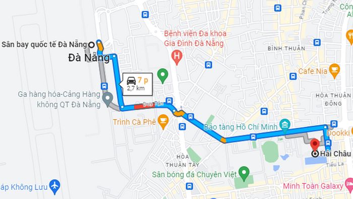Đường từ sân bay về trung tâm Đà Nẵng mất khoảng 35 - 40 phút để đi