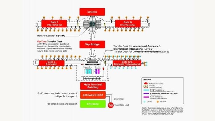 Bản đồ tổng quan của Nhà ga hành khách KLIA2