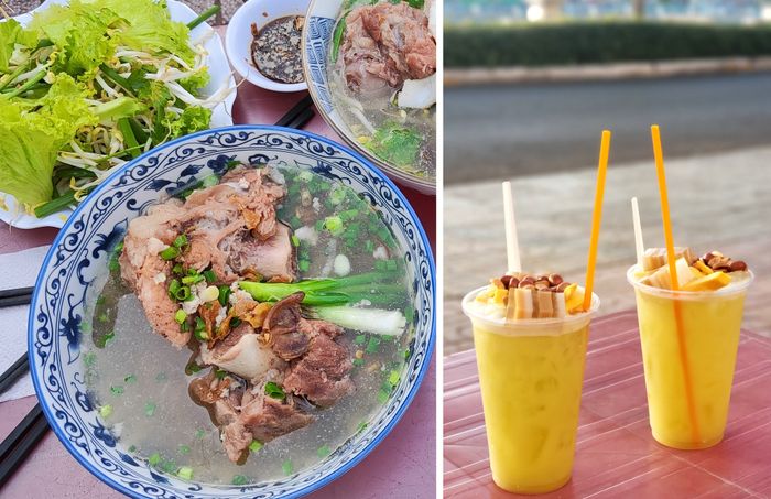 Sau khi thưởng thức một tô hủ tiếu xương, bạn có thể thêm một ly nước mía Mỹ Tho để tăng thêm hương vị - (Ảnh: QUÂN NAM)