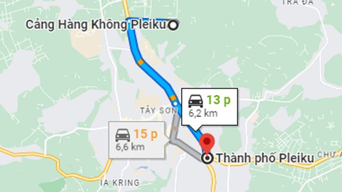 Thời gian di chuyển từ sân bay Pleiku về trung tâm khoảng từ 13 đến 15 phút